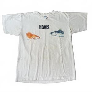 Rare Vintage 90's Columbia USA Made Heads Tales Fish Tee L